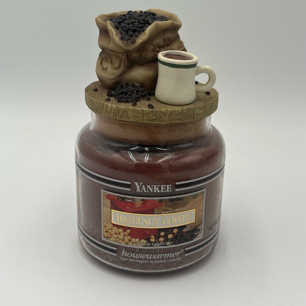 Yankee Candle Hazelnut Coffee Bean Black Band 14.5 oz Retired Topper